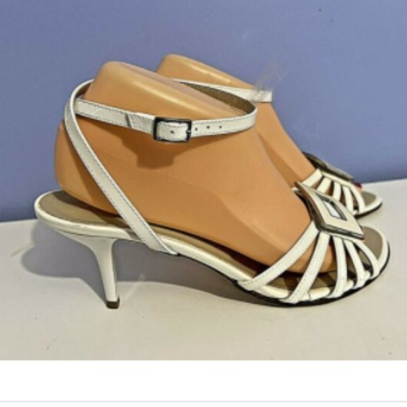 LUMIANI White Leather Strappy Heeled Sandals Made in ITALY EU Sz 39 (US Sz 8.5) - Picture 4 of 10